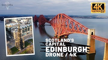 Edinburgh Scotland Drone View 4k 🏴󠁧󠁢󠁳󠁣󠁴󠁿  | Ultra HD | Forth Bridge #scotland #edinburghdrone #dji