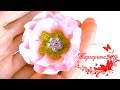 ЦВЕТОК КАНЗАШИ 💜 Пушистая серединка из парчи 💜 DIY Kanzashi flowers