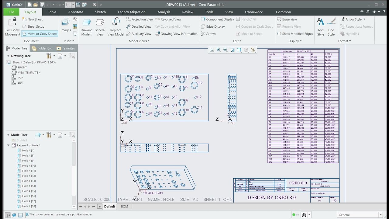 How Hole Table in Creo tạo list table tọa độ khoan lỗ trên Creo YouTube