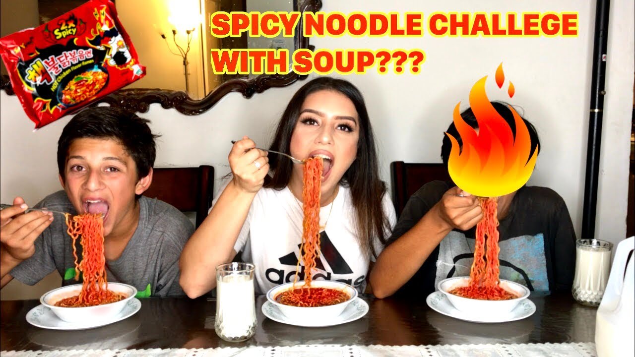SPICY NOODLE CHALLENGE!! (We Drank The Soup!!!) - YouTube