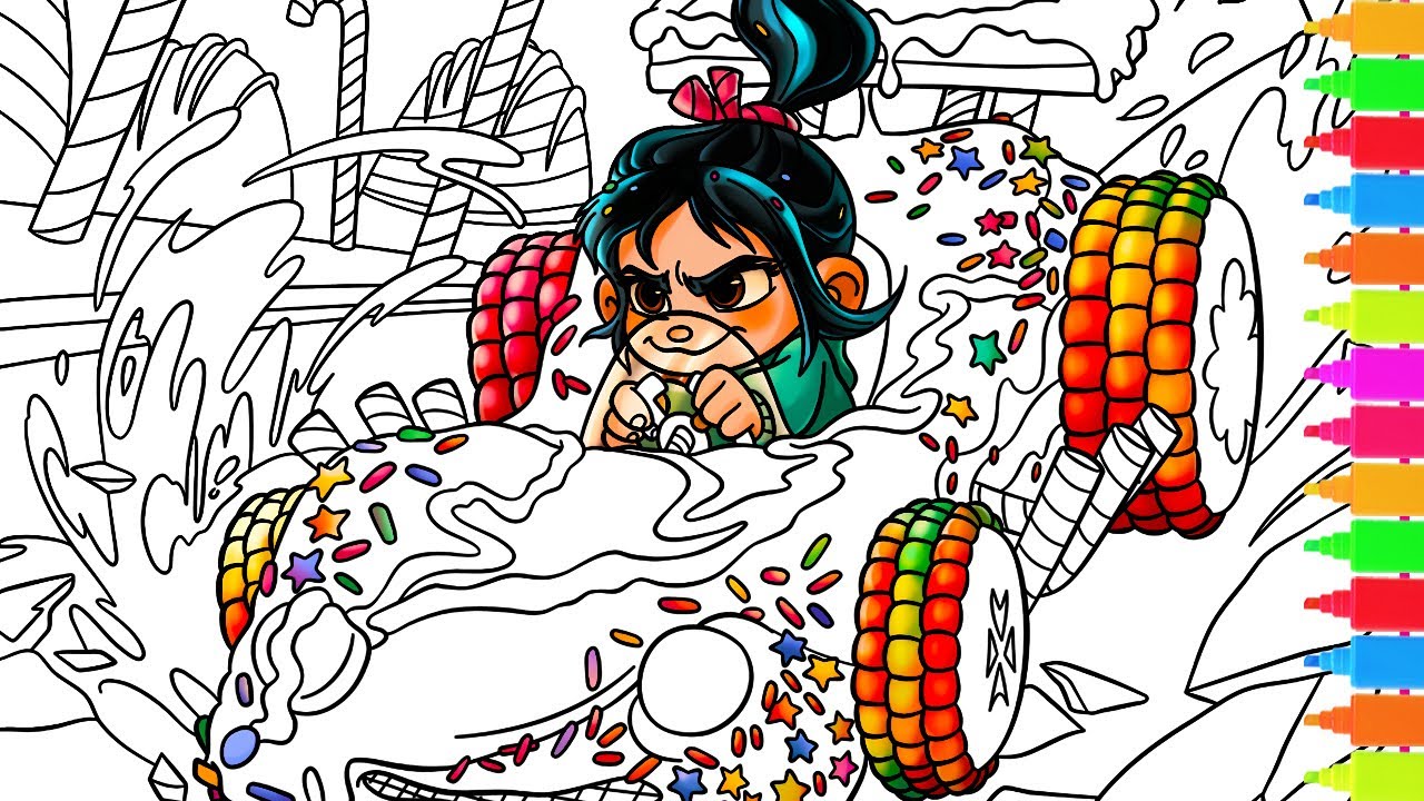 Coloring Ralph Breaks The Sugar Rush Race Wreck It Ralph 2 Coloring Pages YouTube