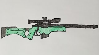 How to Draw an AWP Sniper Rifle | Simple Drawing