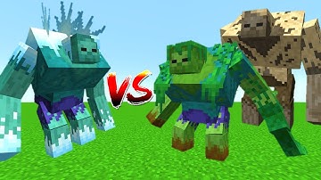 MUTANT FROZEN ZOMBIE VS MUTANT JUNGLE ZOMBIE & HUSK - MINECRAFT MOB BATTLE