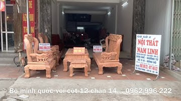 Bộ Ghế Minh Quốc Voi Cột 12 Chân 14 Gỗ Hương Đá Đồ Gỗ Nam Linh 0962-996-222