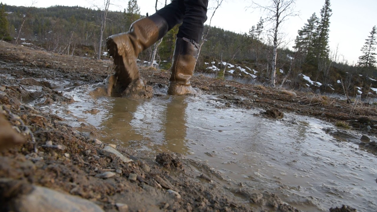 Brown Boots in Muddy Puddle - YouTube