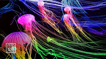 Extremly Relaxing Piano♬Music 12HRS with neon🌈color Seanettle Jellyfish.