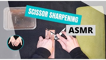 ASMR - Scissor sharpening sounds on whetstone (Softly spoken narration).