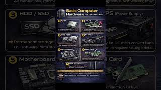 Basic Computer Hardware for Technicians 💻CPU, RAM, HDD, SSD, SMPS, Motherboard, LAN Card etc. #IT