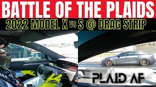 Model X Plaid vs Model S Plaid at Dragstrip