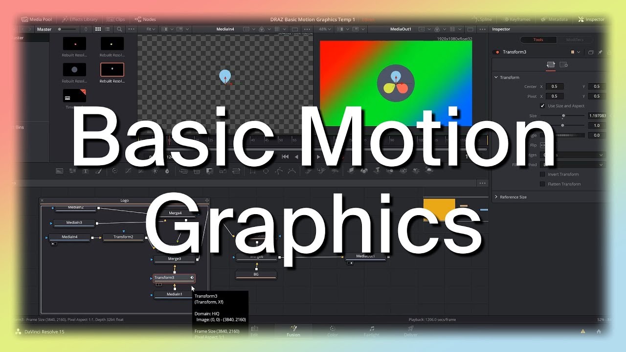 Davinci Resolve 15 Motion Graphics Animation In Fusion Youtube