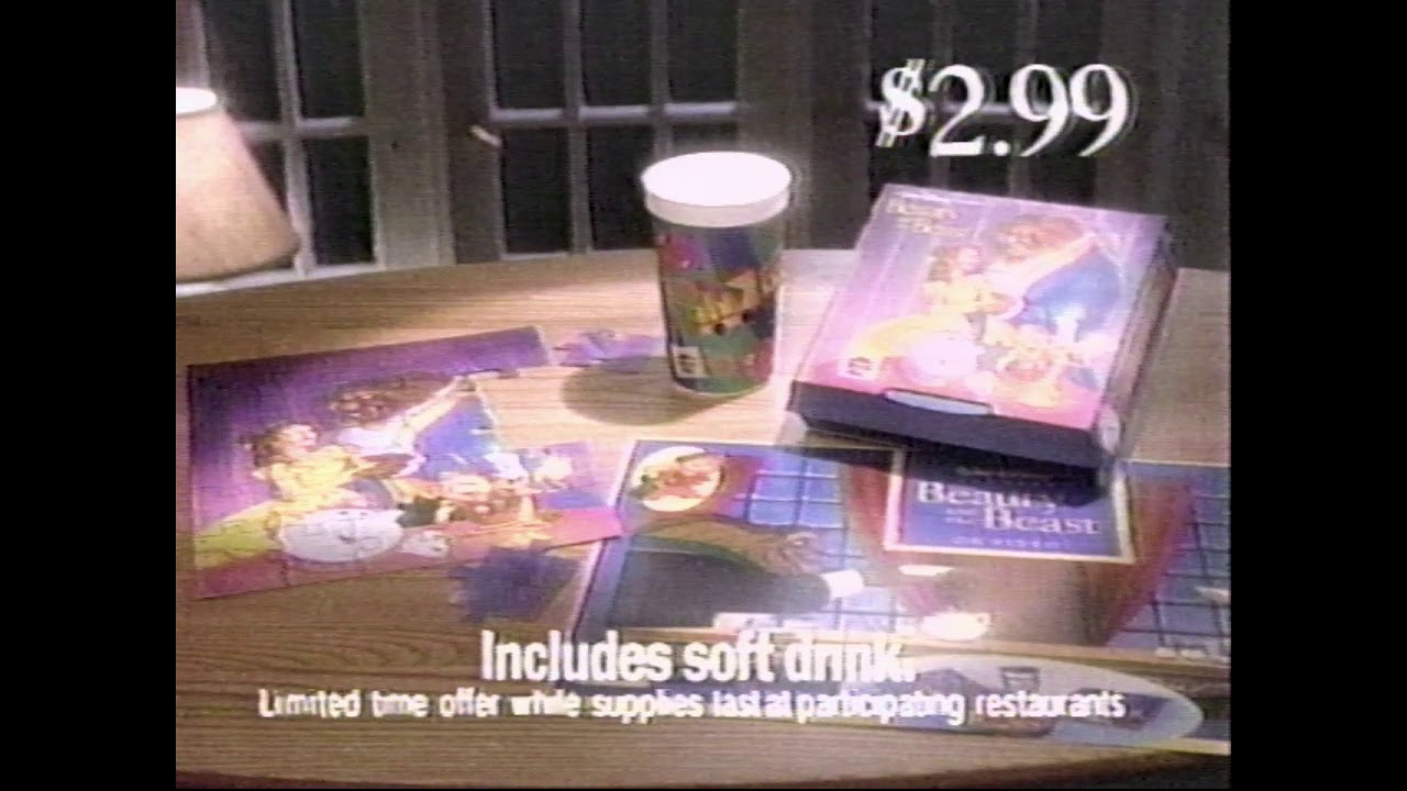 Pizza Hut Kids Pizza Pack Beauty and the Beast Puzzle Promotion (1992