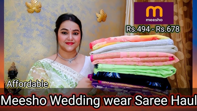 Meesho saree haul/affordable (Rs.350-650)meesho saree haul/ bandhej &  lhariya print sare/try on haul 