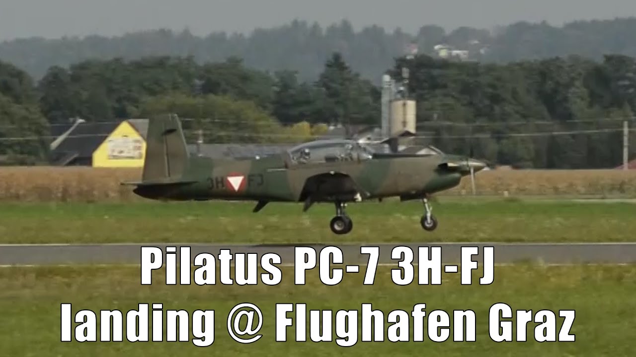 Austrian Air Force Pilatus PC-7 landing @ Flughafen Graz | 3H-FJ