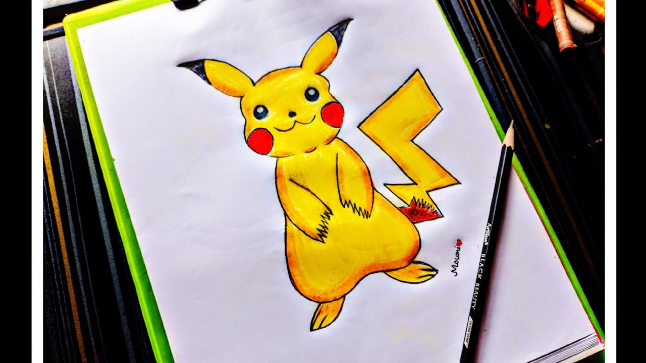colour sketch Pikachu|| Pikachu drawing - YouTube