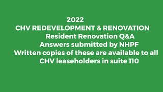 2022  CHV Resident Renovation Q\&A