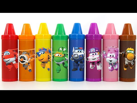 Rainbow Colors Crayola Bucket Play the colors with SuperWings friends! #ToyTv Movie