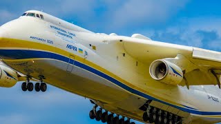 Ан-225 МРИЯ. Взлет в аэропорту Гостомель. Съемка с воздуха.