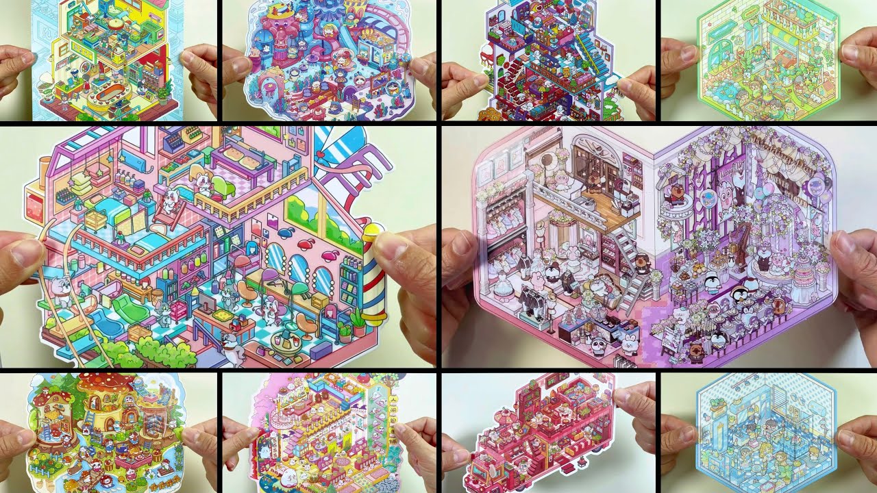 [ASMR]DIY 10 different scene stickers ~ Relaxing videos ~