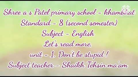 Second semester Standard - 8 Subject - English  Let