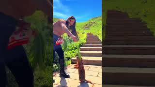 Cute girl and Wild animal bobak marmot or prairie dog 7 marmot animal cute funny nature