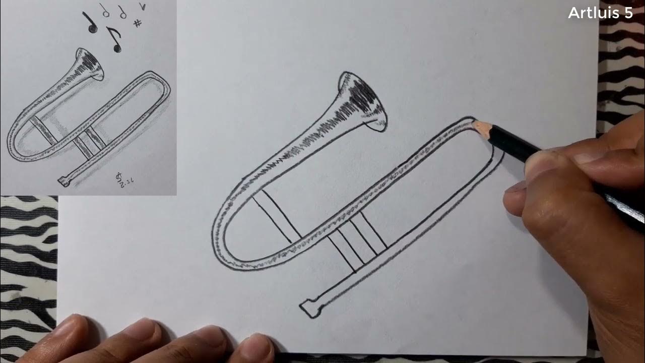 How to draw a trombone YouTube