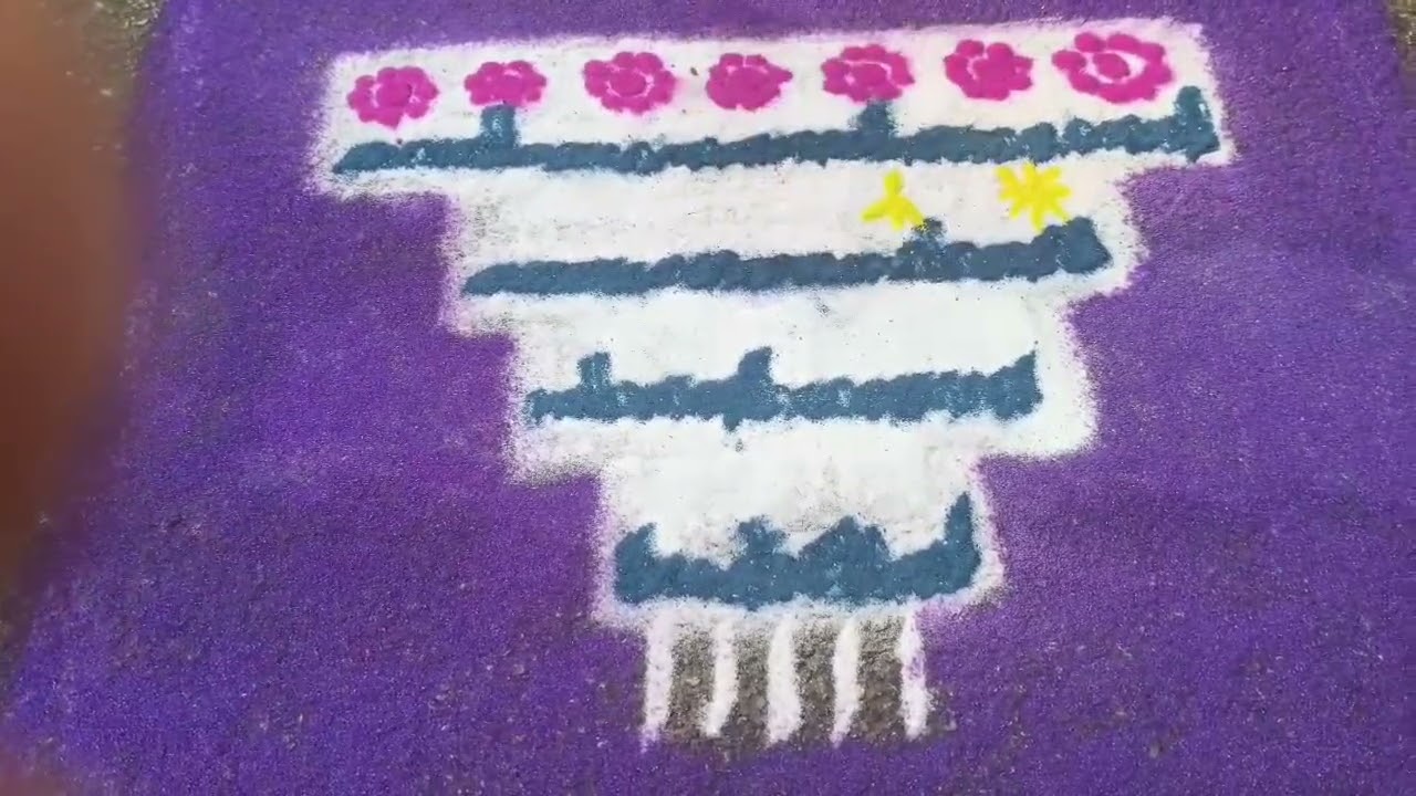 # welcome to rangoli # 🎂🪻 Birthday cake design rangoli 🎂 easy simple colourful rangoli 🎂🪻