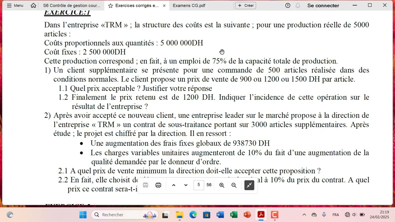 EP5 Coût Marginal exercice corrigé