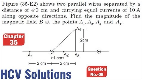 Figure shows two parallel wires separated by a distance of 4. 0 cm and carrying equal