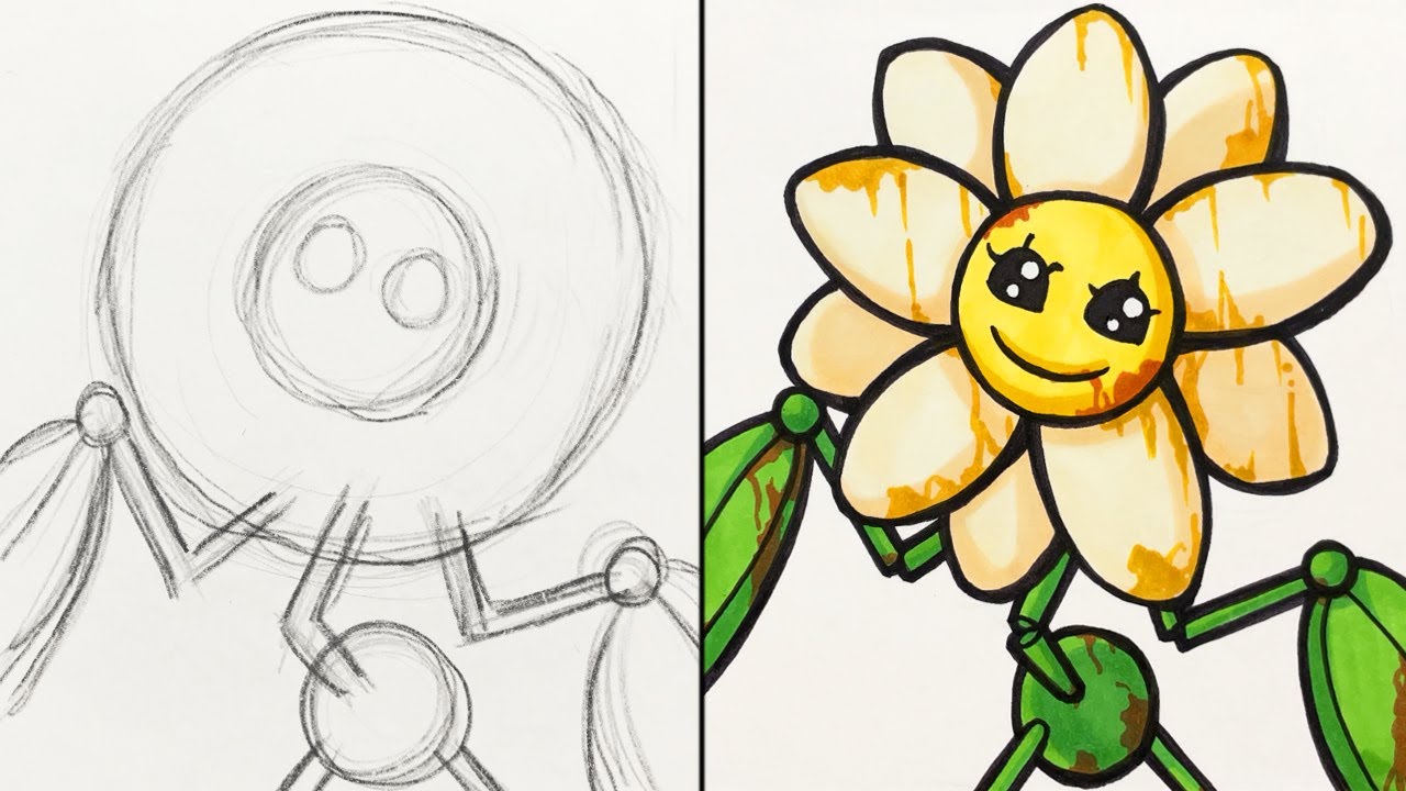 Como DESENHAR a DAISY do Poppy Playtime Chapter 2 - Como DIBUJAR a DAISY de Poppy  Playtime Chapter 2 