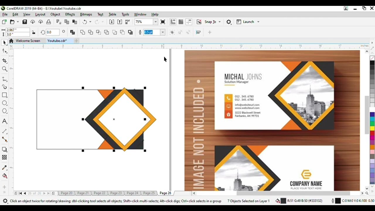 How To Make Stylish Visiting Card In Coreldraw || Coreldraw Me Visiting Card Kaise Banate Hai 