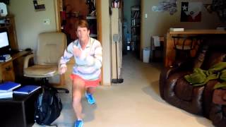 Squat to step back