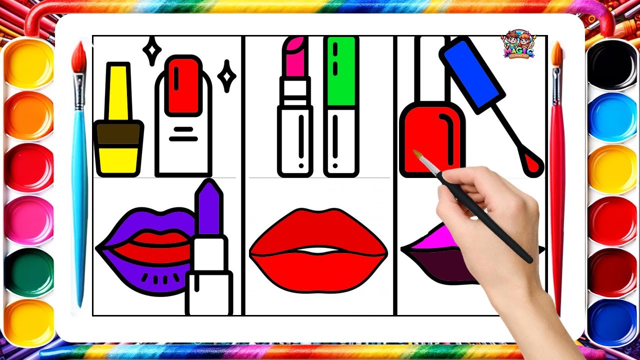 Coloring And Painting Makeup 💅💄💋👁️🖌️🌈 Learn to Draw & Paint Step-by ...