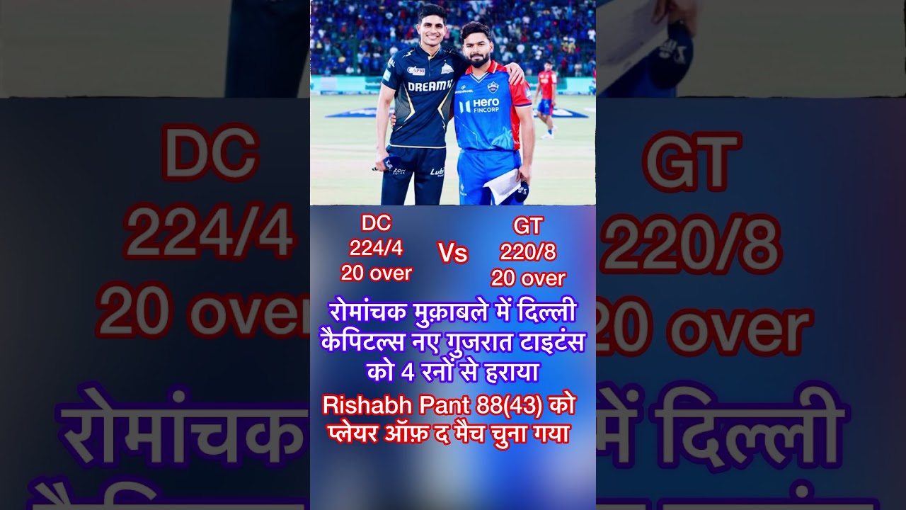 40th Match in IPL 2024 Delhi Capitals vs Gujarat Titans ￼