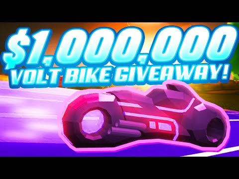 1 000 000 Volt Bike Giveaway Jailbreak Cash Roblox Jailbreak Youtube - driving the 1m volt bike on the new train roblox