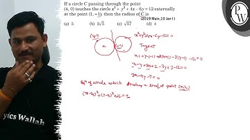 If a circle C passing through the point (4,0) touches the circle x^2+y^2+4 x-6 y=12 externally at...