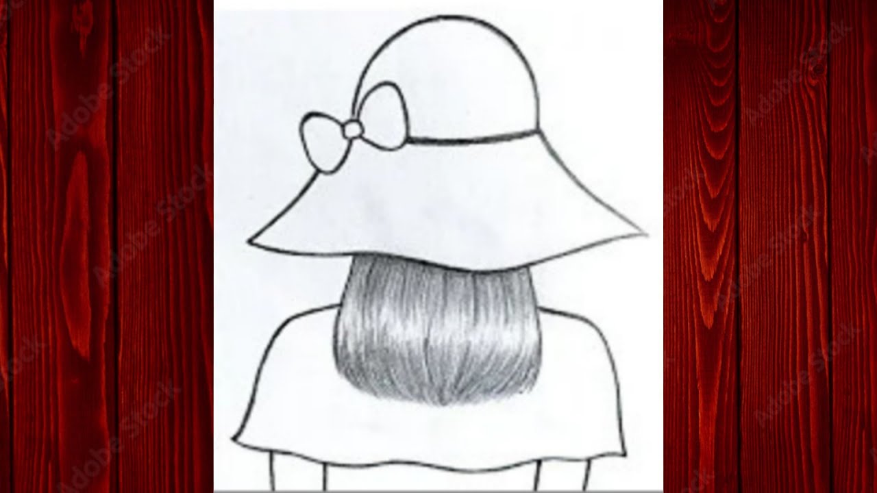 How to draw a girl Easy a girl wearing hat drawing Easy girl drawing