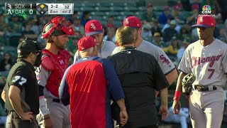 CWS@OAK: Rodon stays in after trainers visit mound