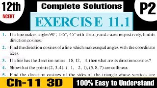 Three Dimensional Geometry Ex 11.1  Complete Solutions Class 12  Part 2