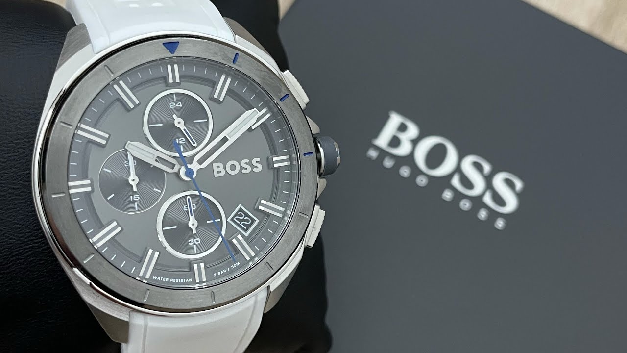 (Unboxing) - Boss Men\'s Strap Hugo White 1513948 Volane Chronograph @UnboxWatches YouTube Watch