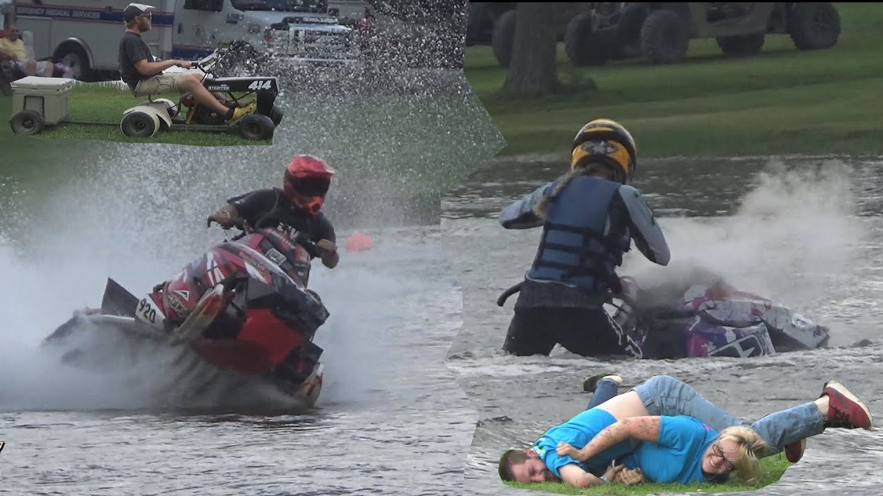 WATER CROSS CHAMPIONSHIPS FLAT ROCK INN SNOWMOBILES RACING ON WATER