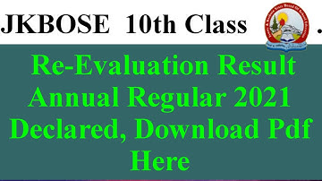 JKBOSE 10th Class Re-Evaluation Result Annual Regular 2021 Declared,