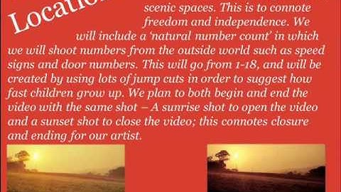 Appendix Eight- Treatment for Music Video. AO3.