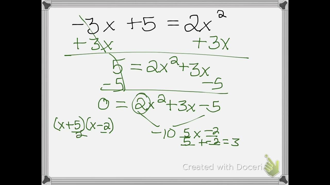 Solving Quadratic Equations (not in standard form) part 2 YouTube