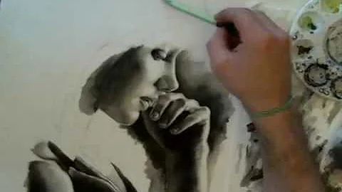 Time lapse watercolor portrait painting by Ben DeLuca