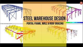 Design of Steel Warehouse in ETABS | Portal Frame, Wall and Roof Bracing, Fly Braces, Wind load |