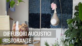 Diffusori acustici Goccia in ceramica di Faenza al ristorante (Elisabetta’s Mosca Bianca a Riccione)