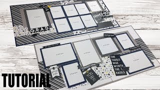 Scrapbook Tutorial | PhotoPlay | Grad Day *2 Double layouts* | Cutting Guide E