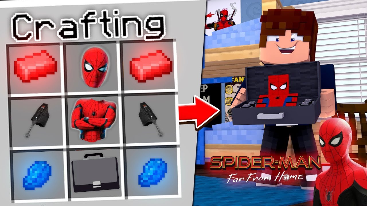 Minecraft - HOW TO CRAFT SPIDER-MANS SUPERHERO SUIT!! - YouTube