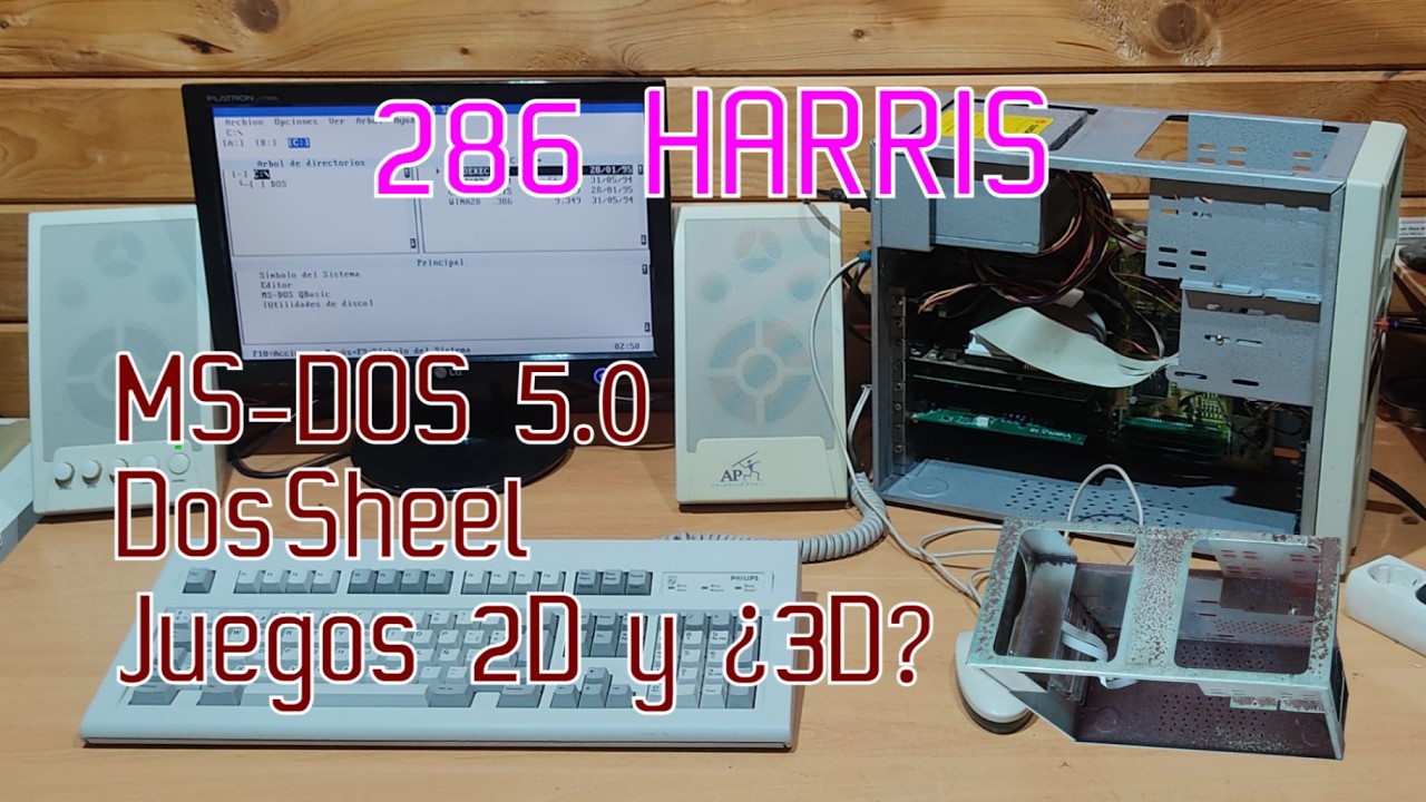 286 20MHz Harris 1MB RAM, MS-DOS y juegos - YouTube