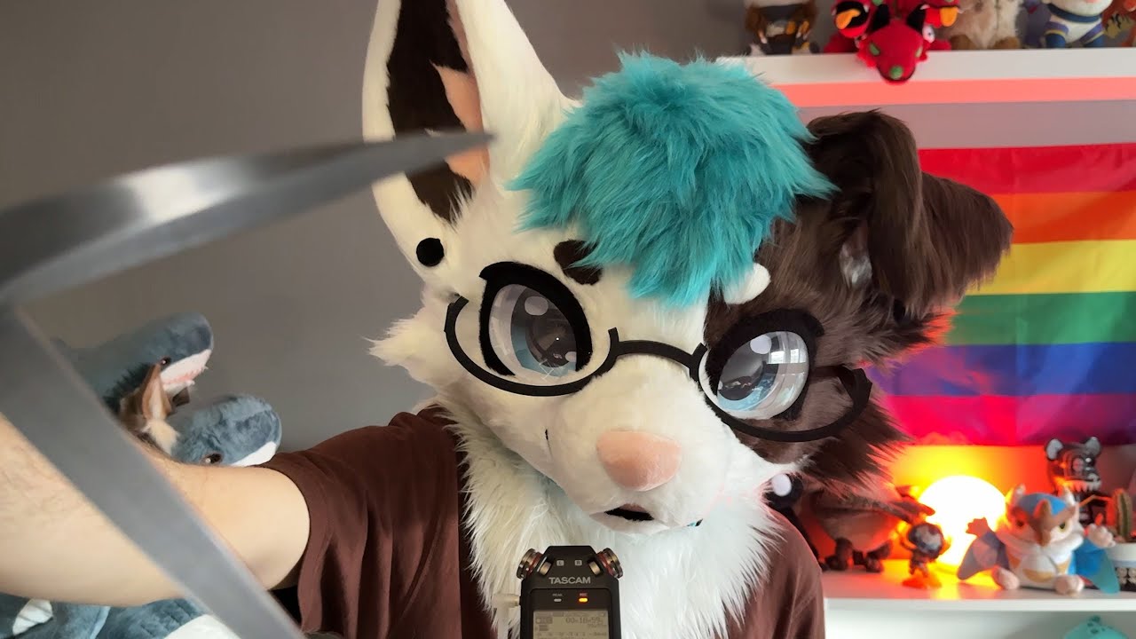 [Furry ASMR] Fursuit brush, scissors and yaps